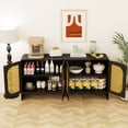 thumbnail image 5 of Rattan Sideboard with Doors, Buffet Storage Cabinet with Adjustable Shelves, Modern Console Table for Kitchen, Living Room, Entryway, 5 of 7