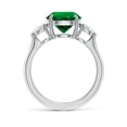 thumbnail image 2 of ANGARA Lab Grown 2.5 Ct Round Emerald and Diamond Three Stone Engagement Ring for Women in 14K White Gold (Size-9mm) | May Birthstone, Anniversary, Jewelry Gift for Women | Lab-Grown Emerald Ring, 2 of 9