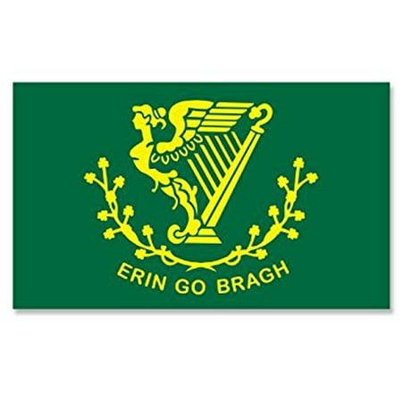 Erin Go Bragh Ireland Harp Flag Sticker Decal (Irish) Size: 3 x 5