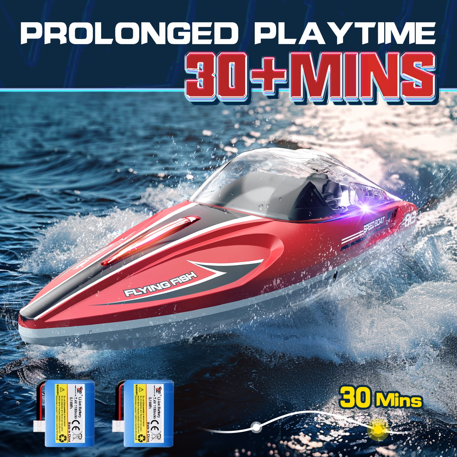 JoyStone RC Boat 25+ MPH, 2.4 GHz Racing Boats for Kids & Adults with Rechargeable Battery, Low Battery Alarm,Capsize Recovery,Gifts Boys Girls
