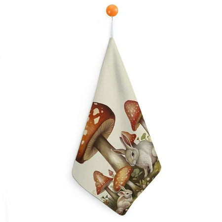 

Orinice Rabbits Mushrooms Fantasy Reusable Hand Towels 11.8x11.8in Microfiber Kitchen Bathroom Quick Dry Towels 1pcs