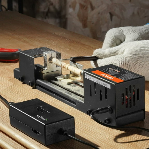 DIY Mini Wood Lathe, 2.76 x 6.3 Inch, 24V DC 96W, 7 Speed Options 4220-8450 RPM, Wood Milling and Drilling Tool