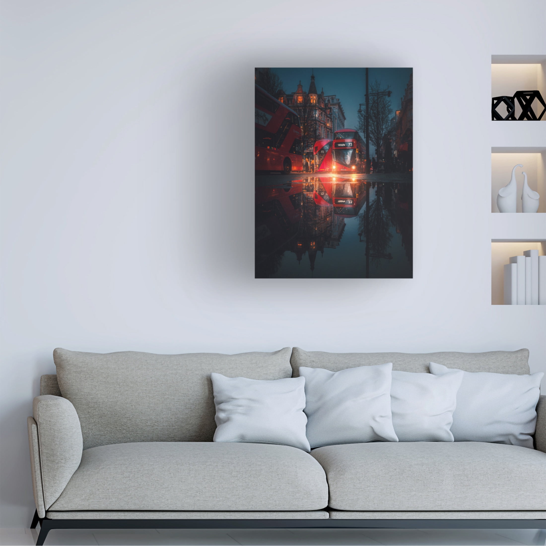 Canvas Wall Art - David George 'London Night Reflections' Wall Art for Living Room, Bedroom, or Office Décor by Trademark Fine Art - 14 x 19 Inches