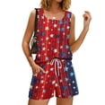 thumbnail image 4 of JULMCOMO 4th of July Two Piece Sets for Women USA Flag Sleeveless Tank Top Patriotic Short Sets Independence Day Square Neck Stars Stripes Clothes with Pockets Dark Blue 2XL, 4 of 8