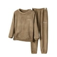 thumbnail image 2 of NAISIBABY Boys Girls 2PC Homewear Outfit Set, Warm Fleece Fall Winter Top and Pants Lounge Home Set Clothes Brown Size 9, 2 of 5