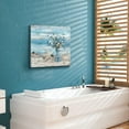 thumbnail image 4 of HFDF Large Canvas Wall Art for Living Room Blue Beach Wall Decor Ocean Theme Print Seaside Artwork for Bathroom Abstract Seascape Painting Coastal Flower Picture Home Office Decor 20x24inch Framed, 4 of 7
