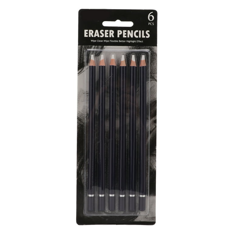 6Pcs Eraser Pencil Set Easy Erasion Comfortable Grip Wide