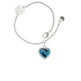 thumbnail image 2 of Delight Jewelry Silvertone Hot Blue Zebra Print Heart Silver-tone Rose Link Chain Bracelet, 6.25"+1.75" Extender, 2 of 4