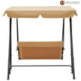 thumbnail image 3 of Steel 2-Person Patio Swing Chair Porch Swing with Removable Cushion and Convertible Canopy Beige, 3 of 5