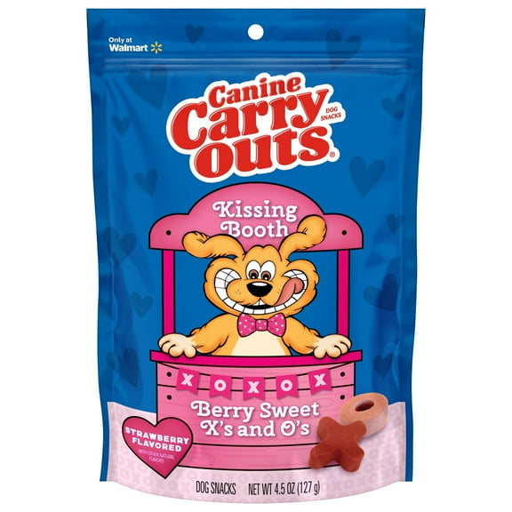 Canine Carry Outs Berry Sweet X’s and O’s Dog Treats, 4.5 oz Bag
