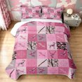 thumbnail image 2 of Manfei Rustic Elk Twin Quilt Set, Folk Buffalo Grid Twin Coverlet Set, Red White, Pink Reversible, 2-Piece, 1 Bedspread and 1 Pillowcase, 2 of 7