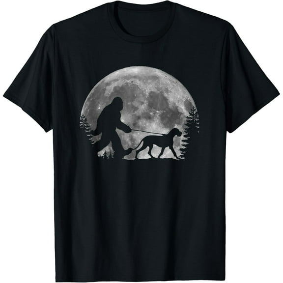Playful Comfort Tee - Bigfoot Walking a Dog Funny Great Dane Lovers Moon Halloween Men Women Kids T-Shirt