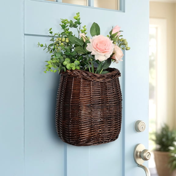 Natural Handwoven Willow Hanging Basket – Rustic Wall or Door Decor and Vegetable & Fruit Storage