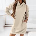 thumbnail image 2 of Womens Business Casual Tops Women's Solid Color Sweatshirt Autumn And Winter Solid Color Hooded Long-sleeved Sweater Dress, 2 of 5