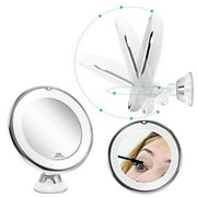 Hessimy Vanity Mirror With Lights 10x Magnifying Lighted Makeup Mirror with 360° Rotation, Touch Sensor Control, Natural Daylight LED Light, Powerful Locking Suction Cup, Cosmetic Mirror for Home