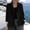 *Black, variant on Women's Corduroy Notch Collar Long Sleeve Button Front Blazer with Shoulder Pads ,Casual Loose Trendy Jacket Black,Women's Plus S
