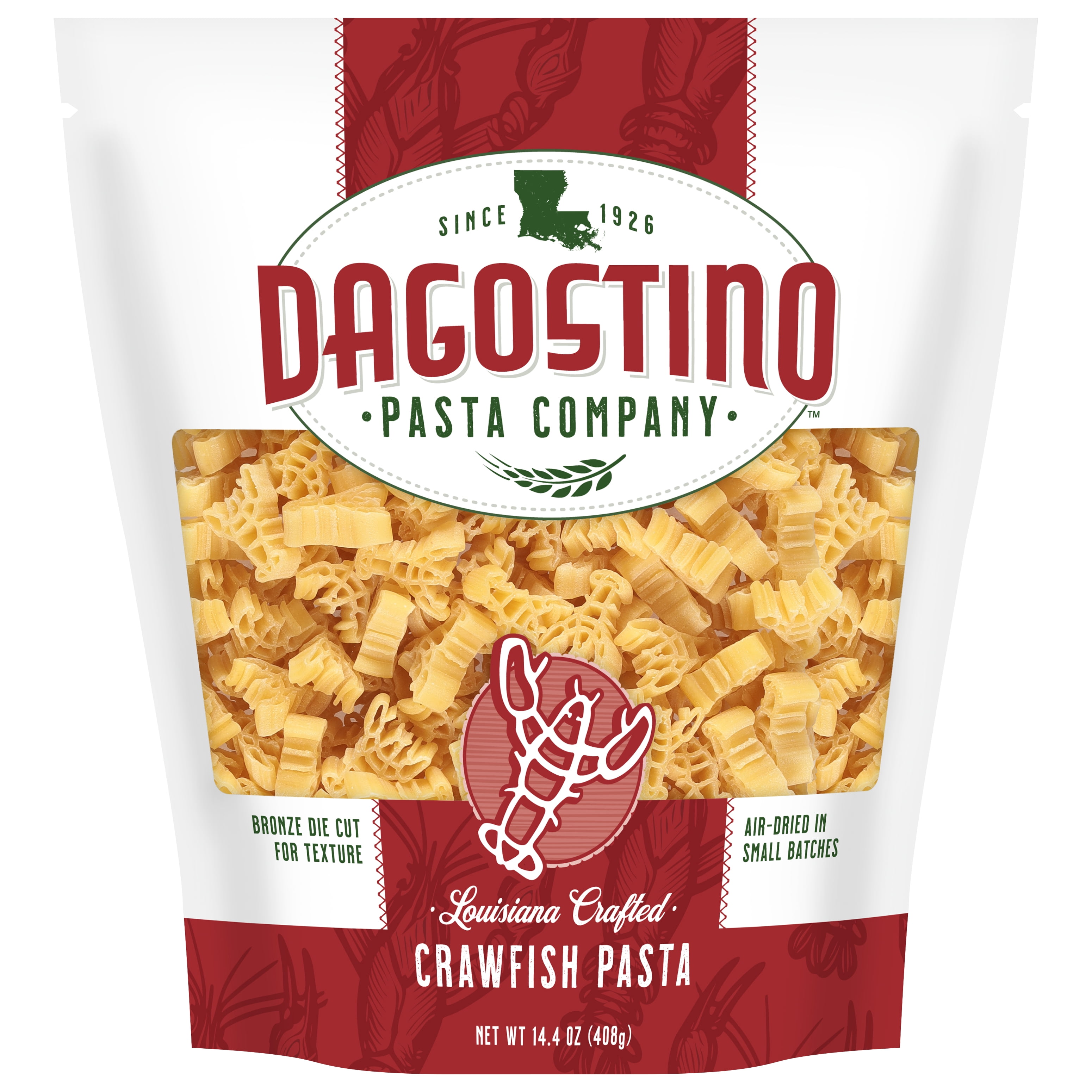 (2 pack) D'Agostino Crawfish Cut Pasta 14.4 oz, Authentic Creole-Italian, Shellfish-Free