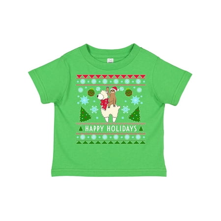 

Inktastic Happy Holidays Sloth and Llama Ugly Sweater Style Boys or Girls Toddler T-Shirt
