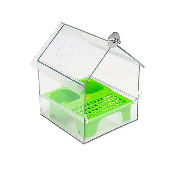 Pull-Out External Parrot Feeder - Dual-Chamber Mess-Free Bird Feeder for Window/Cage