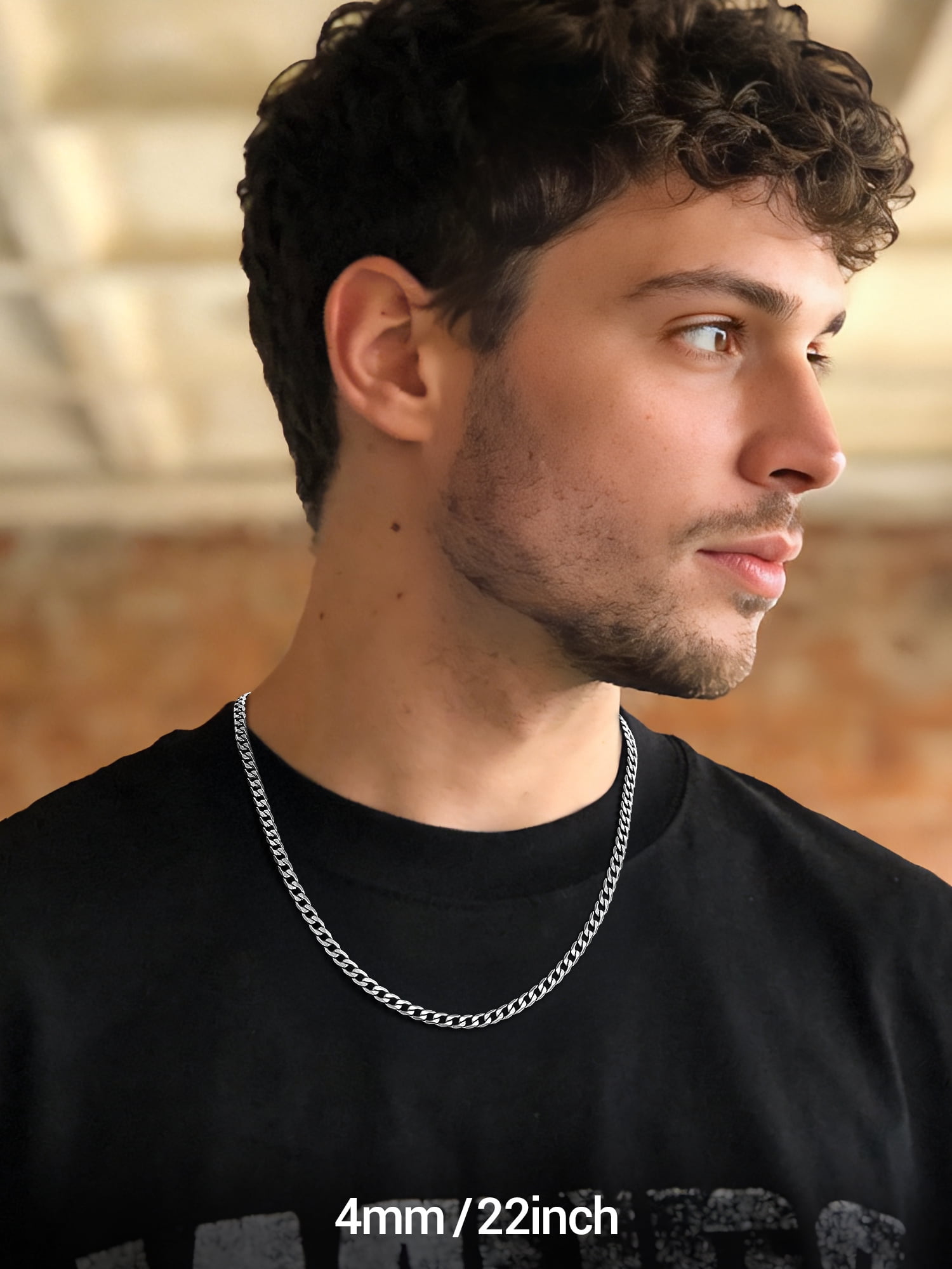 PROSTEEL Chain Necklace for Men 4mm Stainless Steel Cuban 18 Inch Birthday Father Day Jewelry Gifts for Husband Dad Adults