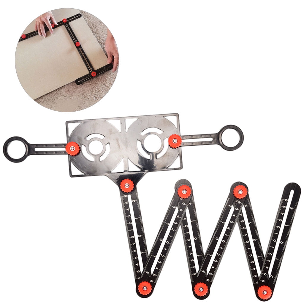 koolsoo Multi Angle Measuring Ruler 12-side Folding Ruler Template Tool Floor Tile Hole Glass Woodworking Puncher for Builders, Craftsmen, Carpenters