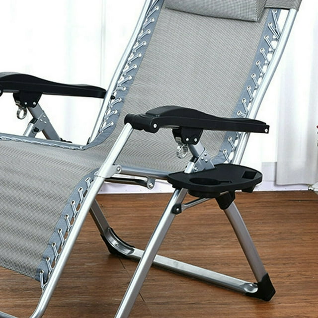 LEEYNEER Chaise Pliante Inclinable à Clipser sur Table d'Appoint Porte-Gobelet Porte-Boisson Plateau de Chaise Longue de Jardin