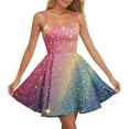 thumbnail image 2 of ZQUUVOU Women's Glitter Print Dress Sleeveless Mini Length Cute Vintage Valentines Carnival Sparkling Outfit Multicolor C, 2 of 3
