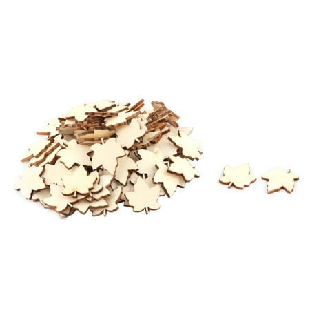 Maple Easels - Unique Bargains Family Party Wooden Maple Leaf Designed Decor DIY Handcraft Stick Slice 100pcs