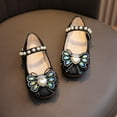 thumbnail image 6 of WERYOUNG Girls Sandals Summer New Fashion Cute Pearl Rhinestone Bow Flat Sole Princess Shoes Kids Lovely Party Wedding School Sandal,Black,1.5-2 Years, 6 of 8