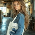 thumbnail image 3 of 1pc Canvas Women's Tote Bags with Handle Shoulder Bags for Shopping Rectangle Fish 38x40cm, 3 of 9