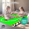 thumbnail image 4 of ODIKA 8'x10' Machine Washable Non-Slip Area Rug, Race Track Play Checkered Flag & Car Design High Traffic Rug, Green, 151461, 4 of 5