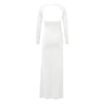 thumbnail image 4 of Gyujnb Maternity Bodycon Maxi Dress Photoshoot Long Sleeve Square Neck Open Back Pregnancy Formal Gown,M, 4 of 8