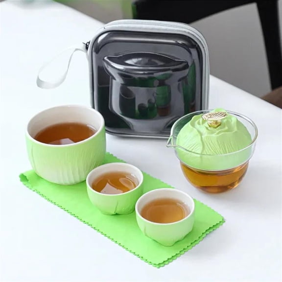 Cup Tea Set Portable Outdoor Kungfu Tea Set Ceramic Travel Tea Set The Shape Cabbage