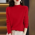 thumbnail image 2 of QASIEATN Fall Sweaters for Women Fashion Semi Turtleneck Sweater Long Sleeve Solid Color Pullover with A Base Shirt Autumn and Winter Warm Loose Sweater, 2 of 4