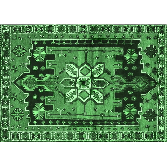 Ahgly Company Indoor Rectangle Persian Emerald Green Traditional Area Rugs, 7' x 9'