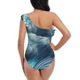 thumbnail image 5 of Sikiie Cat Underwater Fantasy Print Women One Piece Swimsuits Tummy Control One Shoulder Bathing Suits Ruffle Swimwear, From S to XXL-Large, 5 of 6