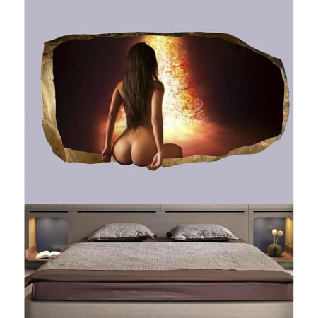 Startonight 3D Mural Wall Art Photo Decor Sexy Girl on Fire Amazing Dual View Surprise Wall Mural Wallpaper for Bedroom Women Art Large 47.24 ‘’ By 86.61