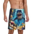 thumbnail image 2 of Vsdgher Shorts de Pyjama pour Hommes Imprimé Requin Coloré sous-Marin Bas de Pyjama Légers avec Poches-Petit, 2 of 6