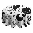 thumbnail image 4 of Black and White Halloween Doodle Pattern Round Tablecloth 60"x60",Wrinkle Wipeable Table Cloth for Kitchen Dining Room Picnic Patio Party, 4 of 6