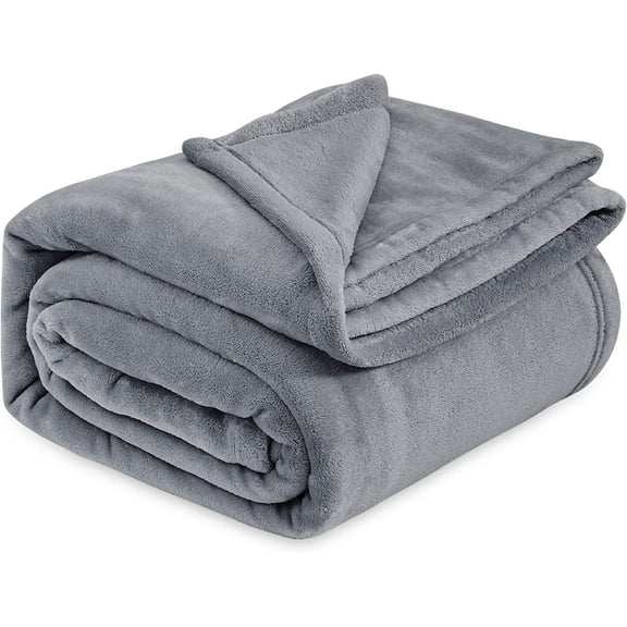 Fleece Bed Blankets Queen Size Grey - Soft Lightweight Plush Fuzzy Cozy Luxury Blanket Microfiber, 90x90 inches Grey Queen (90" x 90")