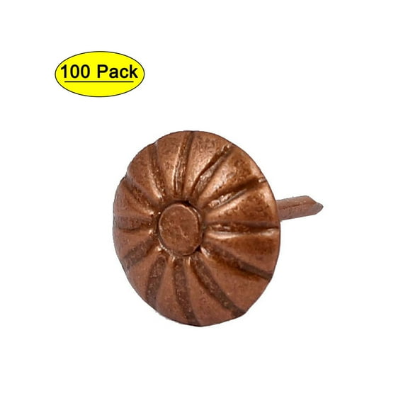 Home Furniture Metal Upholstery Tack Push Nail Copper Tone 7/16" Head Dia 100pcs