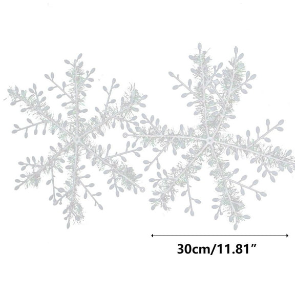 TOPRenddon Glitter Snowflake Garland - 2-Pack Christmas Tree Decorations with 6-30cm White Hanging Pendants for Indoor/Outdoor Holiday Party Decor