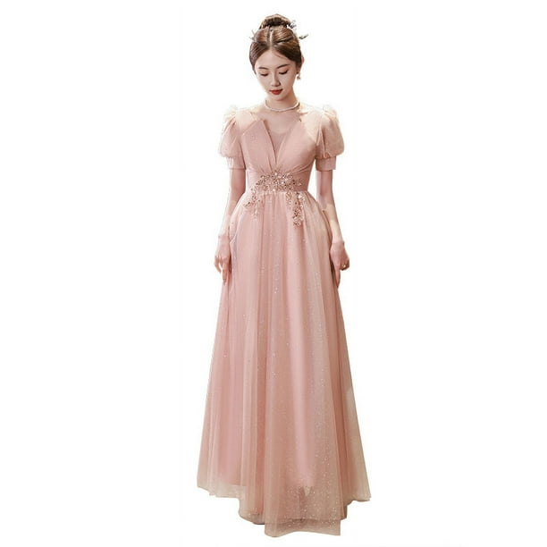 Vestido de noche largo de banquete con almidón de raíz de loto, vestido de fiesta de cumpleaños de verano para mujer