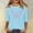 Sky Blue, variant on Luxalzxs 3/4 Length Sleeve Womens Tops Breast Cancer Awareness Pink Ribbon Shirts Casual Butterfly Print Crew Neck Loose Fit Blouses