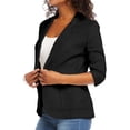 thumbnail image 6 of Lovskoo 2024 Womens Casual Blazers Open Front Crop Blazer Jacket Turn Down Collar 3/4 Sleeve Lightweight Work Office Coat Cardigan Black, 6 of 7