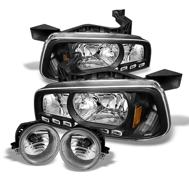 For 20062009 Dodge Charger Black LED Headlights + Chrome Fog Lights