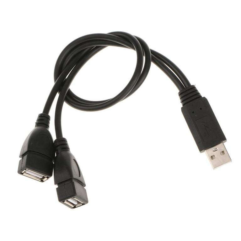 USB Splitter Short Line, USB 2.0 Y Splitter Charger Cable, 1 male to 2 Female Extension Hub Adapter, Size: As described, Black