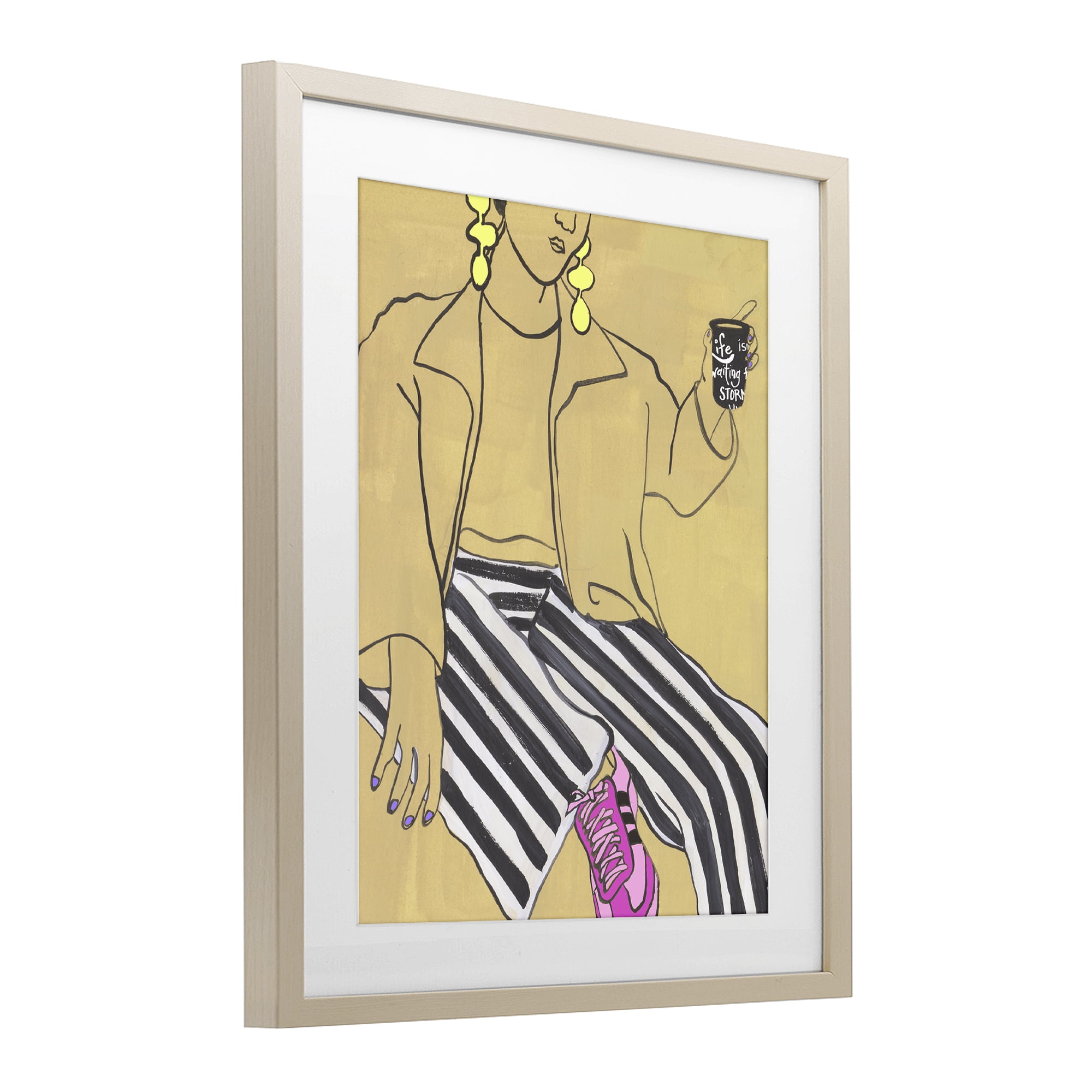 Stupell Industries Fashion Girl in Stripes Birch Framed Print Under Glass, design by Melissa Wang