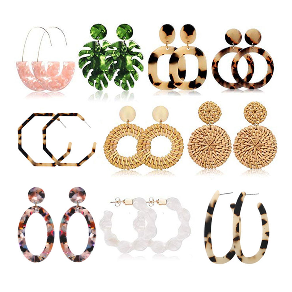 Mottled Acrylic Hoop Earrings Women Resin Colorful Circle Studs Fashion Jewelry 