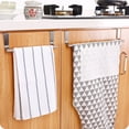 thumbnail image 3 of 2 Pcs Stainless Steel Towel Hanging Rack Single-bar Multi-function Doors Organizer Punch-free Towel Hanger (Size L, 36cm), 3 of 7